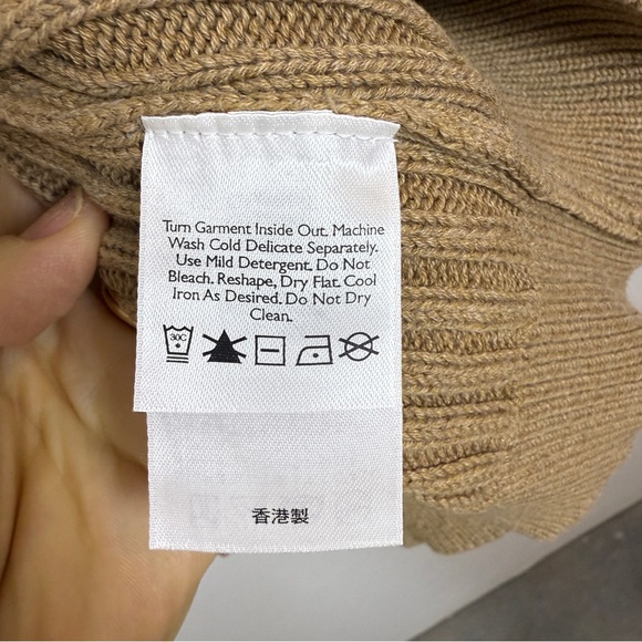 Eddie Bauer Cable Knit Quarter Zip Sweater Tan Cotton Pullover Size Large - Picture 5 of 7